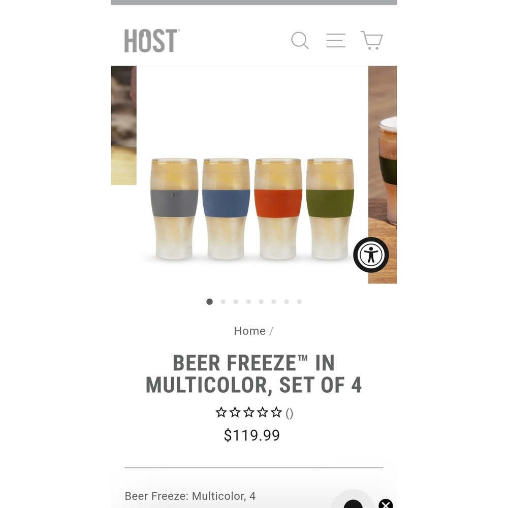 Host Beer Freeze Cooling Cups 16 Oz. Beer Mugs Double Walled Gel New Set of 4